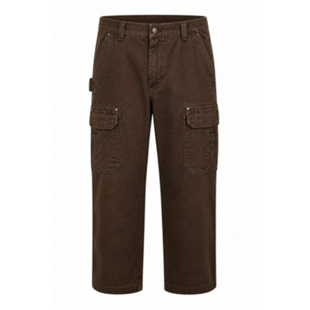 Duluth Trading Pants Mens 38x28 Brown Cargo Canvas Relaxed Fit Workwear Utility